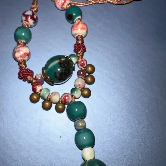 🩵 NEW Artisan Turquoise and Gold Beaded Necklace 🩵 - Picture 3 of 5